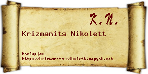 Krizmanits Nikolett névjegykártya